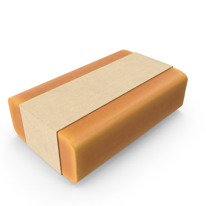 Bar of soap with blank label.